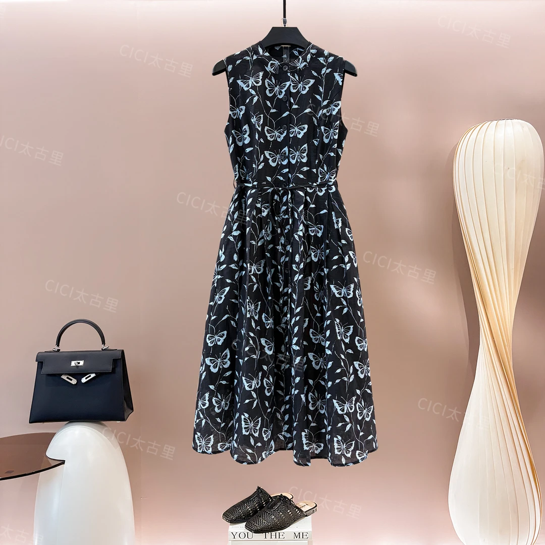 蝶韵羽衣 轻奢莱赛尔天 丝时尚气质减龄背心连衣裙女YLG-6000227