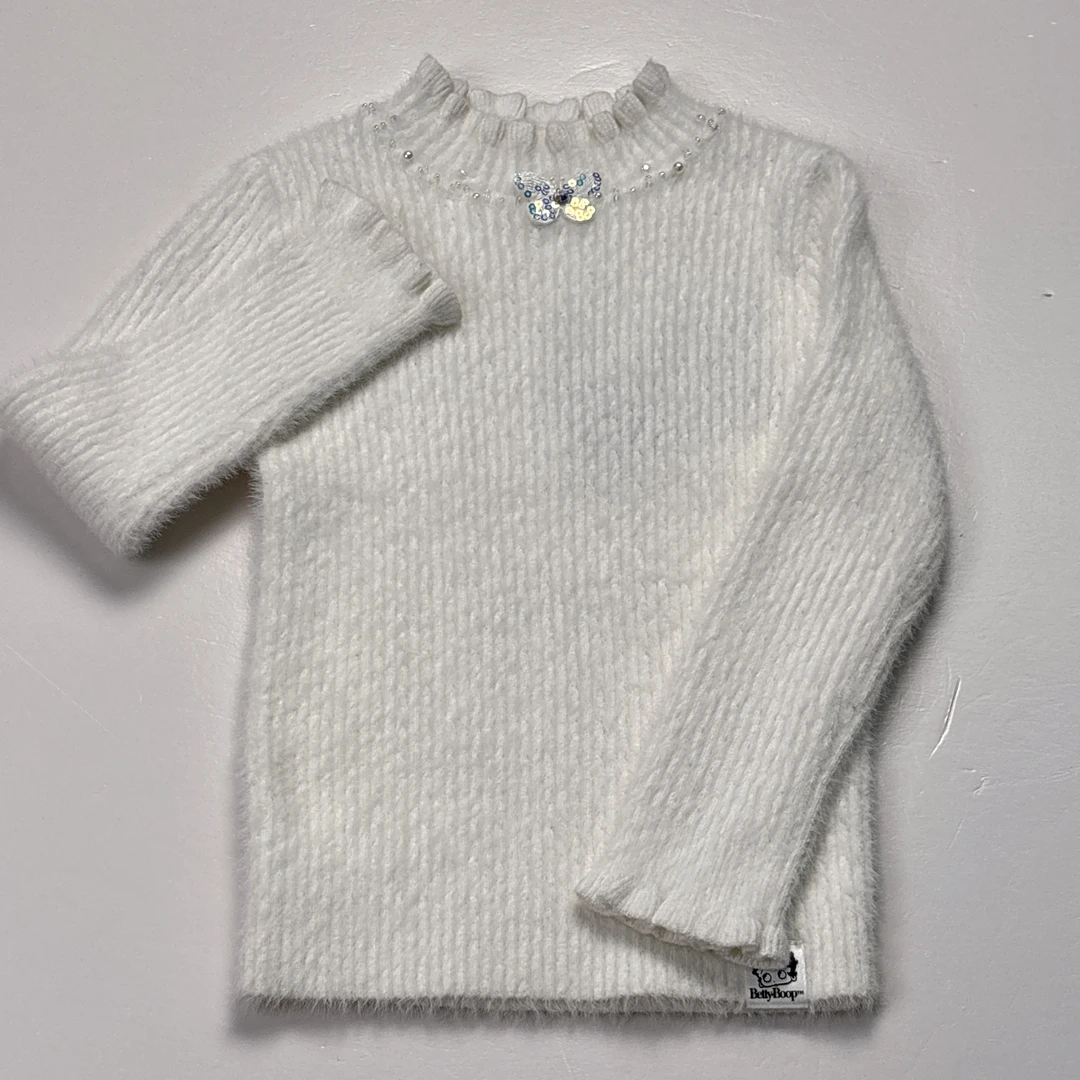 Betty.Boop贝蒂新款轻奢童装冬季加厚气质保暖圆领套头毛衣(197)