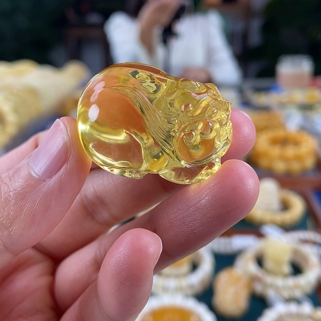 琥珀未镶嵌珠宝奇石10.96金珀貔貅吊坠