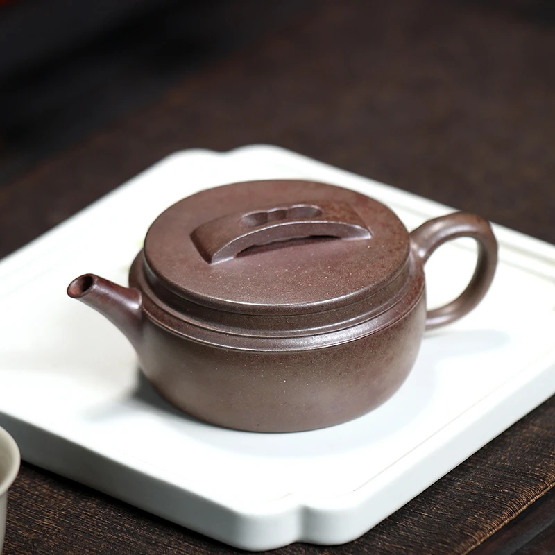 大吉羊柴烧 宜兴紫砂壶手工茶壶 原矿本山绿泥宽口汉瓦140ml庄杰