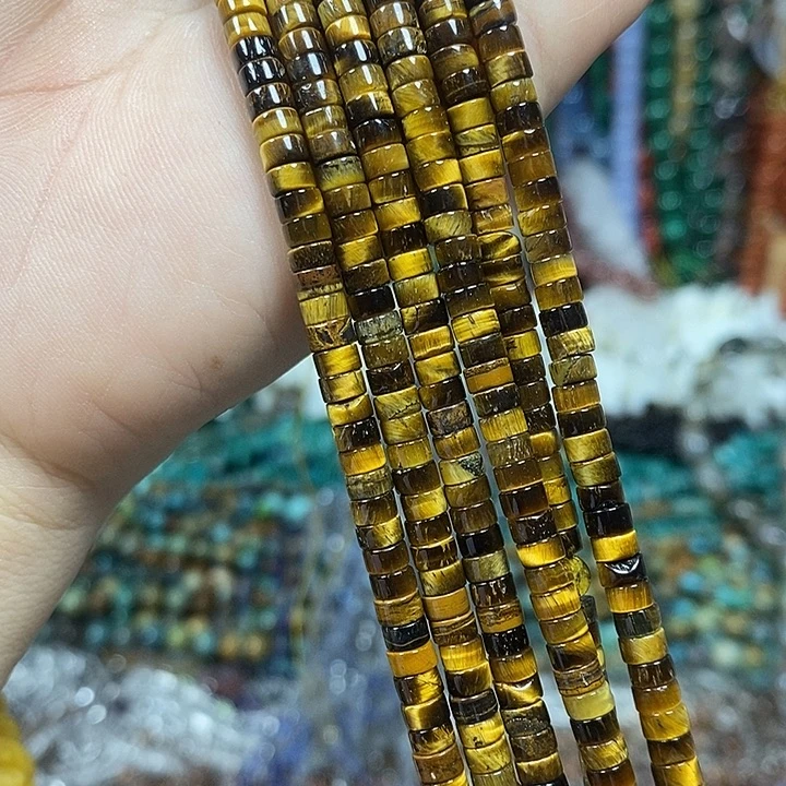 玛瑙/玉髓未镶嵌珠宝半成品天然虎眼卡4*2mm一条