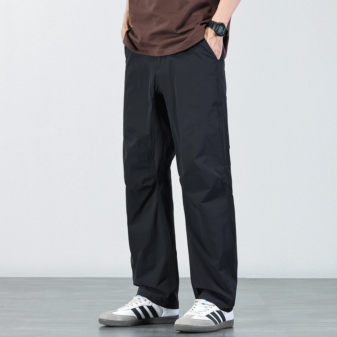 透气宽松直筒百搭休闲裤子男士2025夏季薄款冰丝速干伞兵冲锋裤男