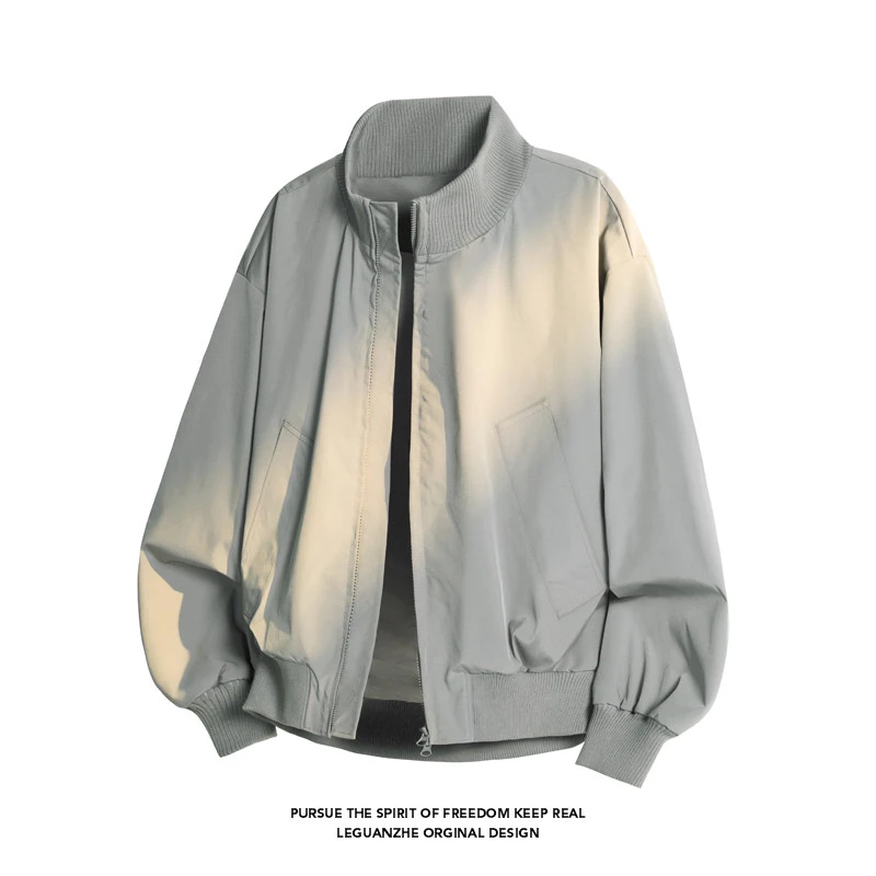 灰色cleanfit三防廓形冲锋衣外套男春秋美式高街潮牌痞帅工装夹克