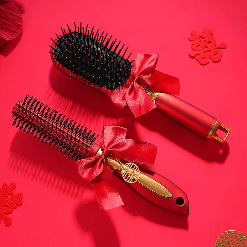 结婚梳子红色一对新娘嫁妆专用木梳女方陪嫁婚礼新人婚庆用品