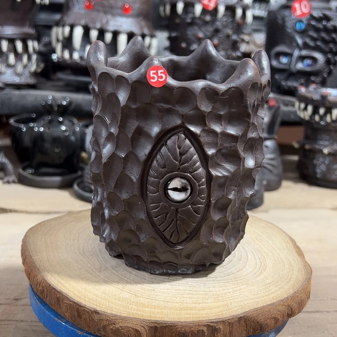 55号，手捏手刻，内口9.5外高12.8