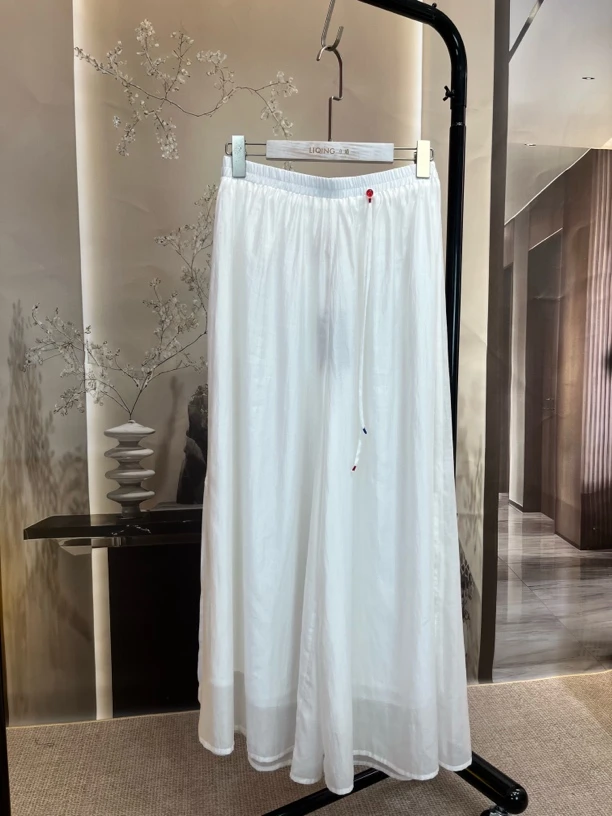 新中式白色阔腿女裤禅意休闲风格百搭时尚