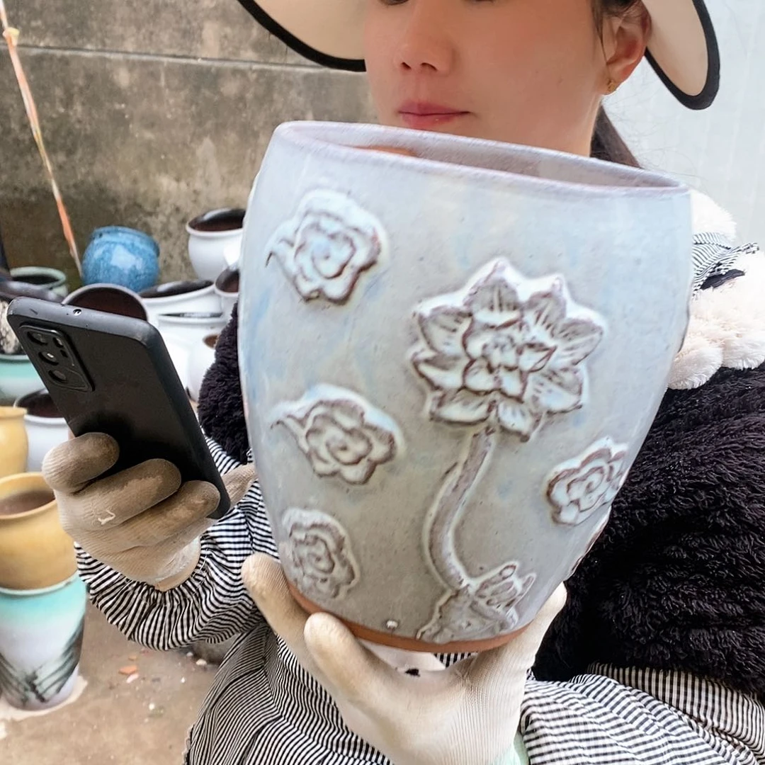 紫砂花盆瑕疵口18高20