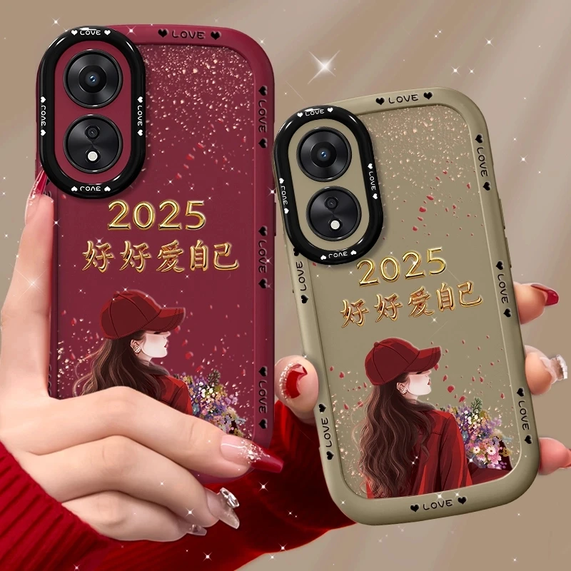 适用oppoa58手机壳捧花爱自己泡芙壳硅胶软壳全包保护套