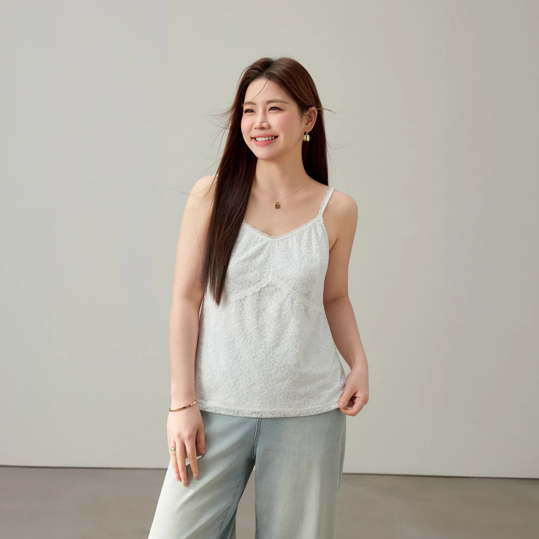 【优雅时尚甜美背心吊带】纤莉秀大码女装减龄简约气质花边QK2271