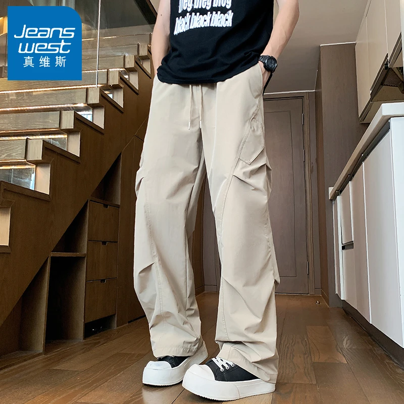 真维斯夏季新款爆款美式速干透气打褶伞兵冲锋裤直筒薄款休闲裤