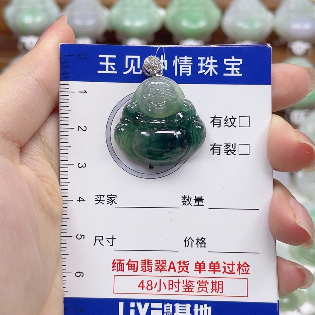 翡翠银S925镶嵌颈饰佛公