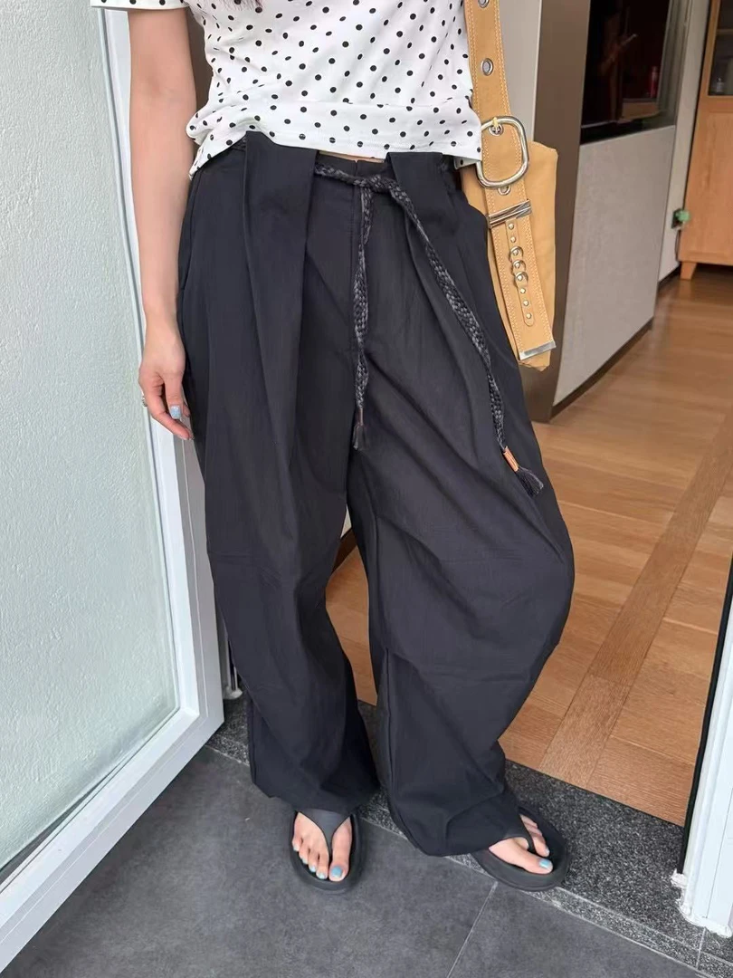 TOWARD 福秒（9tow10208#)小众调调  重工系带压褶工装休闲裤9-624