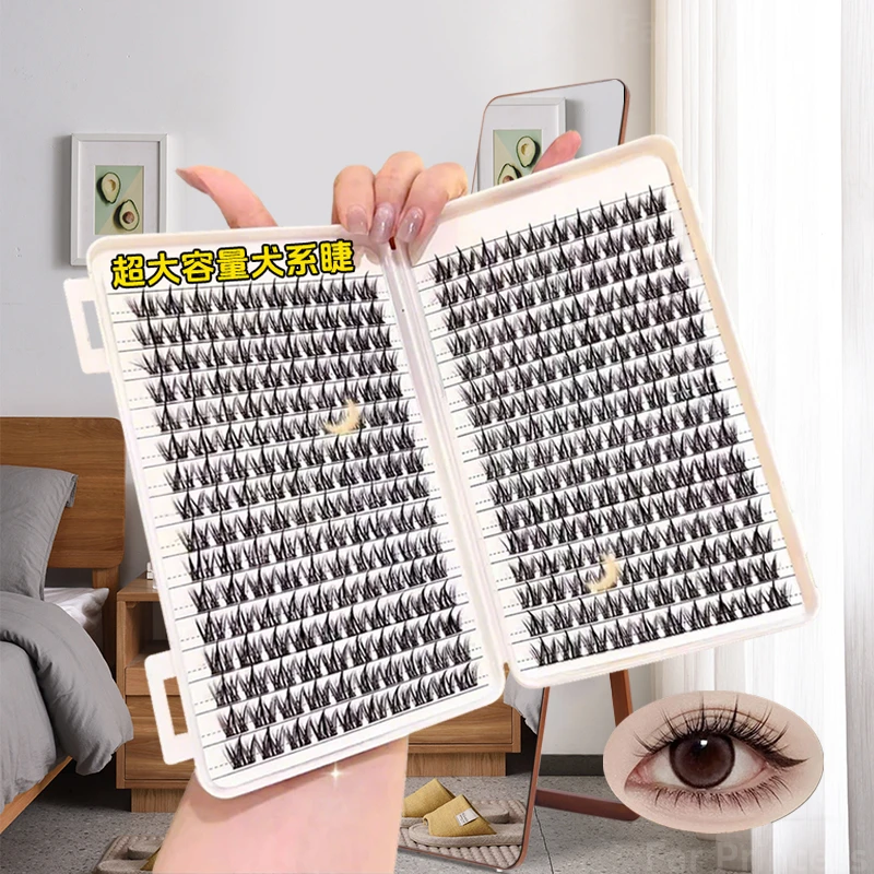 免胶大容量假睫毛犬系无辜狗狗眼自然卷翘浓密分段式新手假睫毛