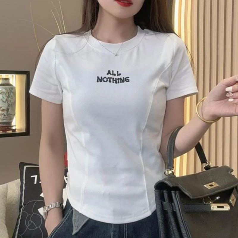 2025夏季新款气质设计感短袖t恤显瘦洋气时尚百搭宽松休闲上衣