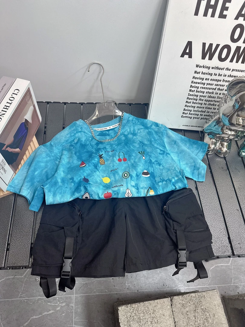 2025男童夏款时尚韩版帅气潮流中大童两件套（1100）