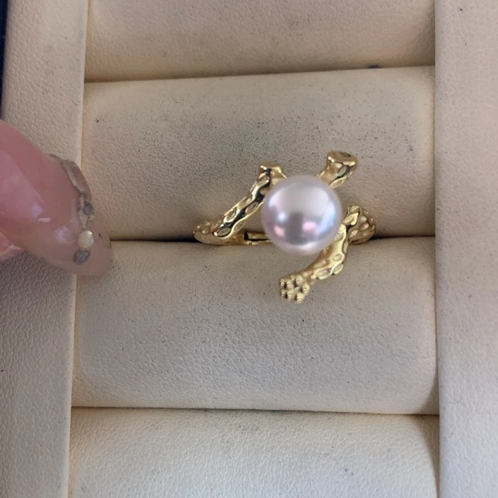 银S925镶嵌戒指海水珍珠