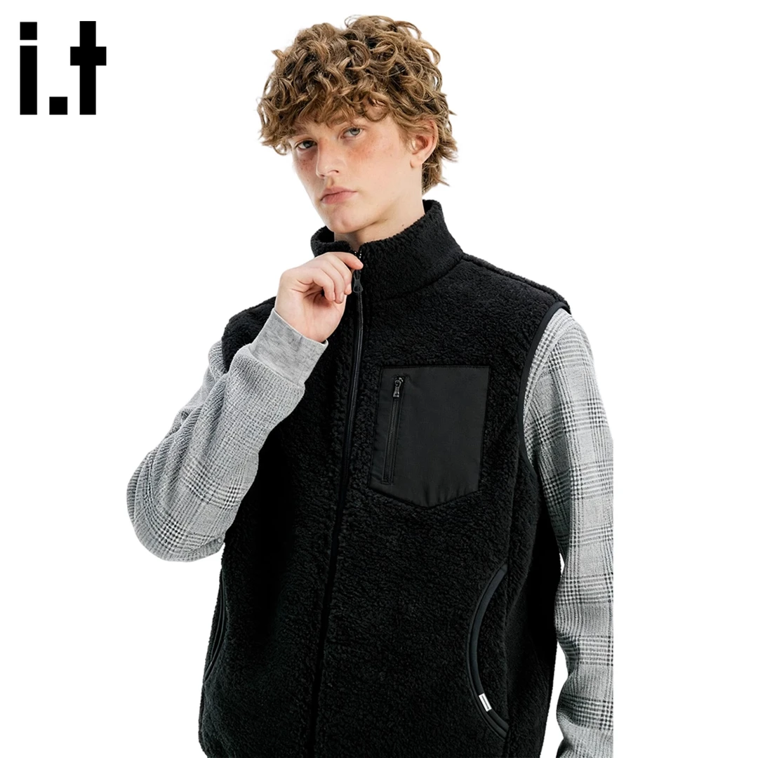 it FINGERCROXX加厚无袖坎肩男流行秋冬款保暖背心摇粒绒毛绒马甲