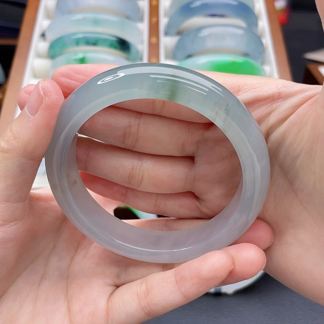 翡翠未镶嵌手镯57.8冰胶蓝