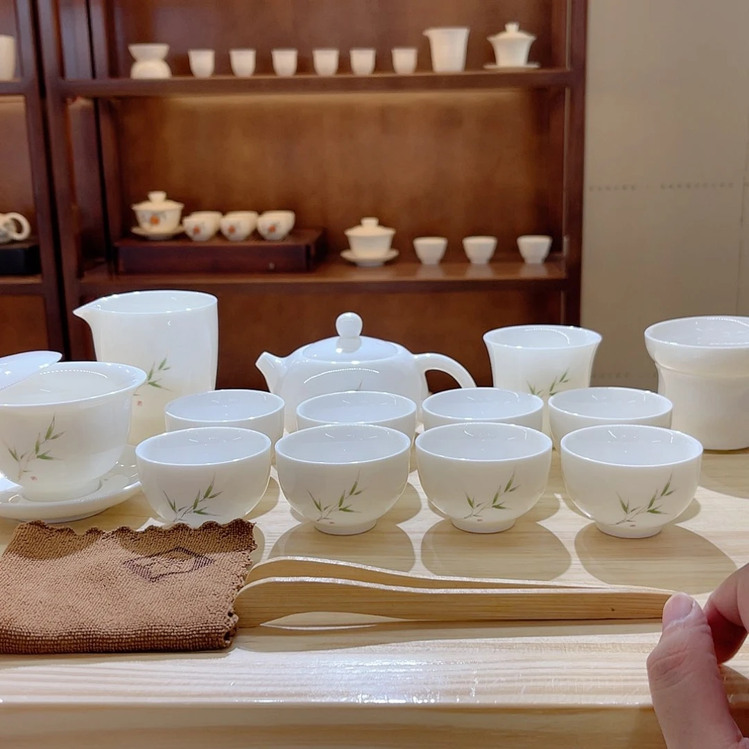 瓷片玄致羊脂玉瓷茶具套装