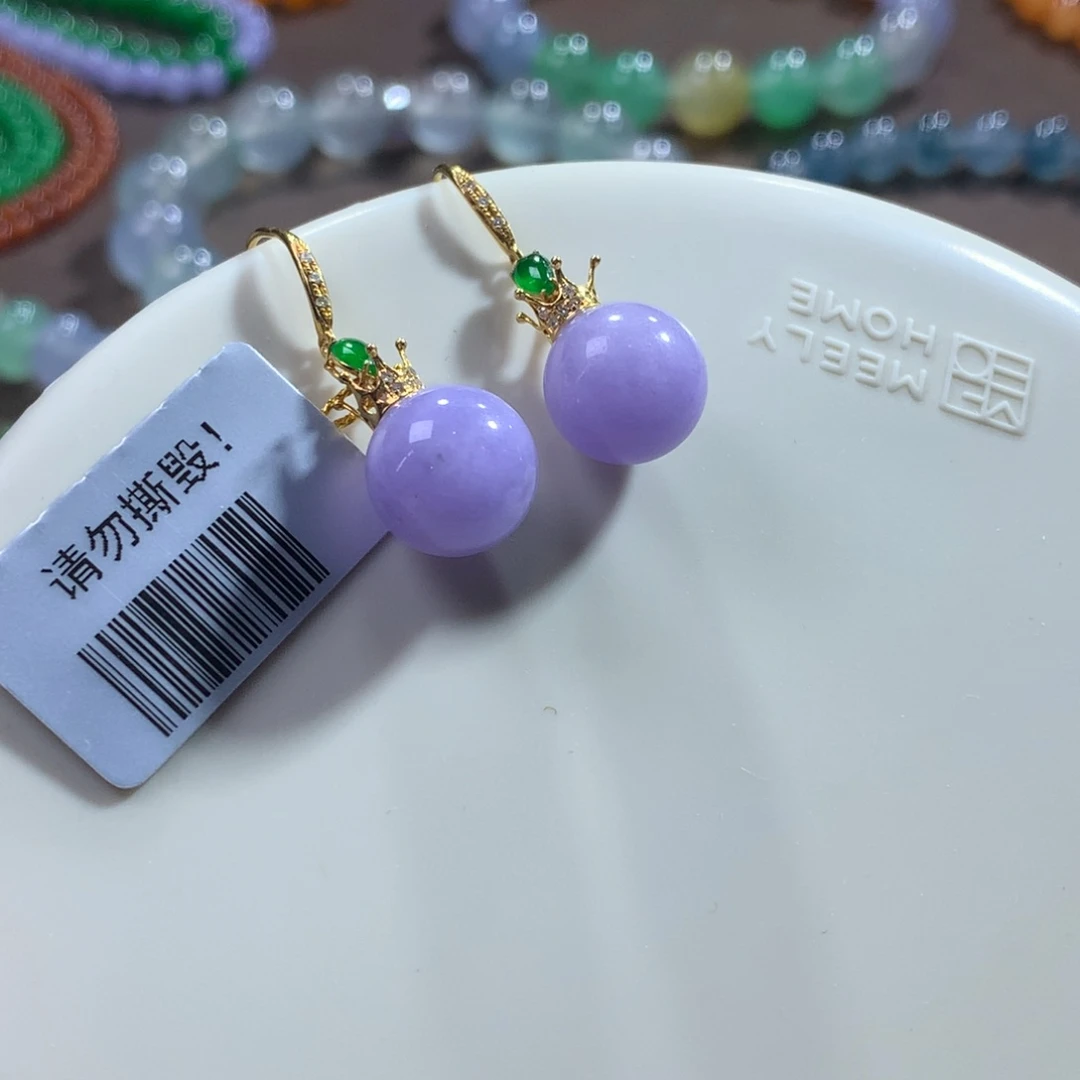 未镶嵌手链翡翠红春紫18.k耳坠 卡10.2