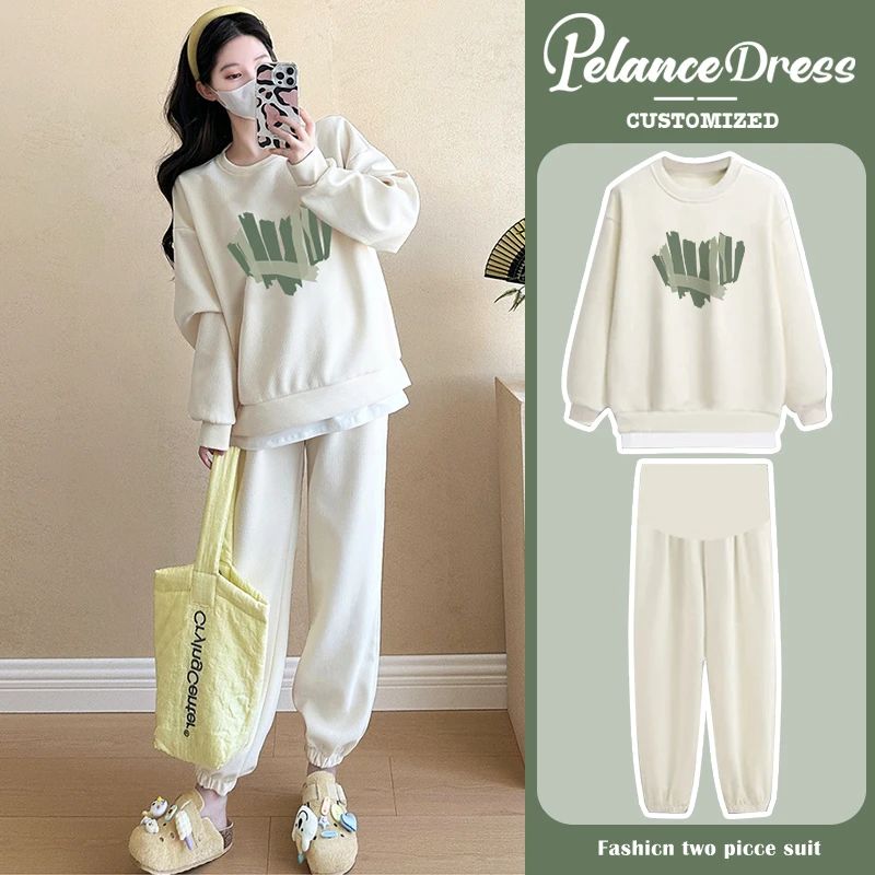 孕妇装秋季套装2025新款秋冬卫衣时尚穿搭运动裤小个子两件套春秋