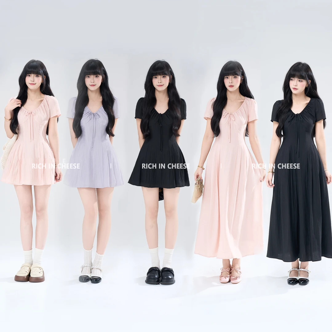 RICHINCHEESE 漫游日记 【系列合集】蝴蝶结抽绳系带收腰显瘦连衣裙