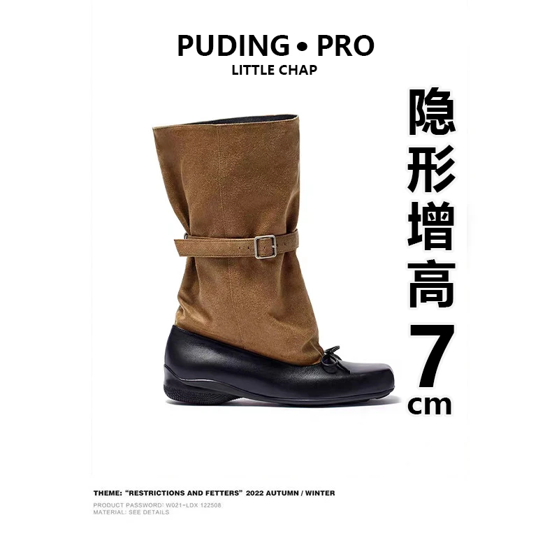 真皮版~复古方头蝴蝶结芭蕾舞靴镂空中筒靴厚底西部靴短筒凉靴女