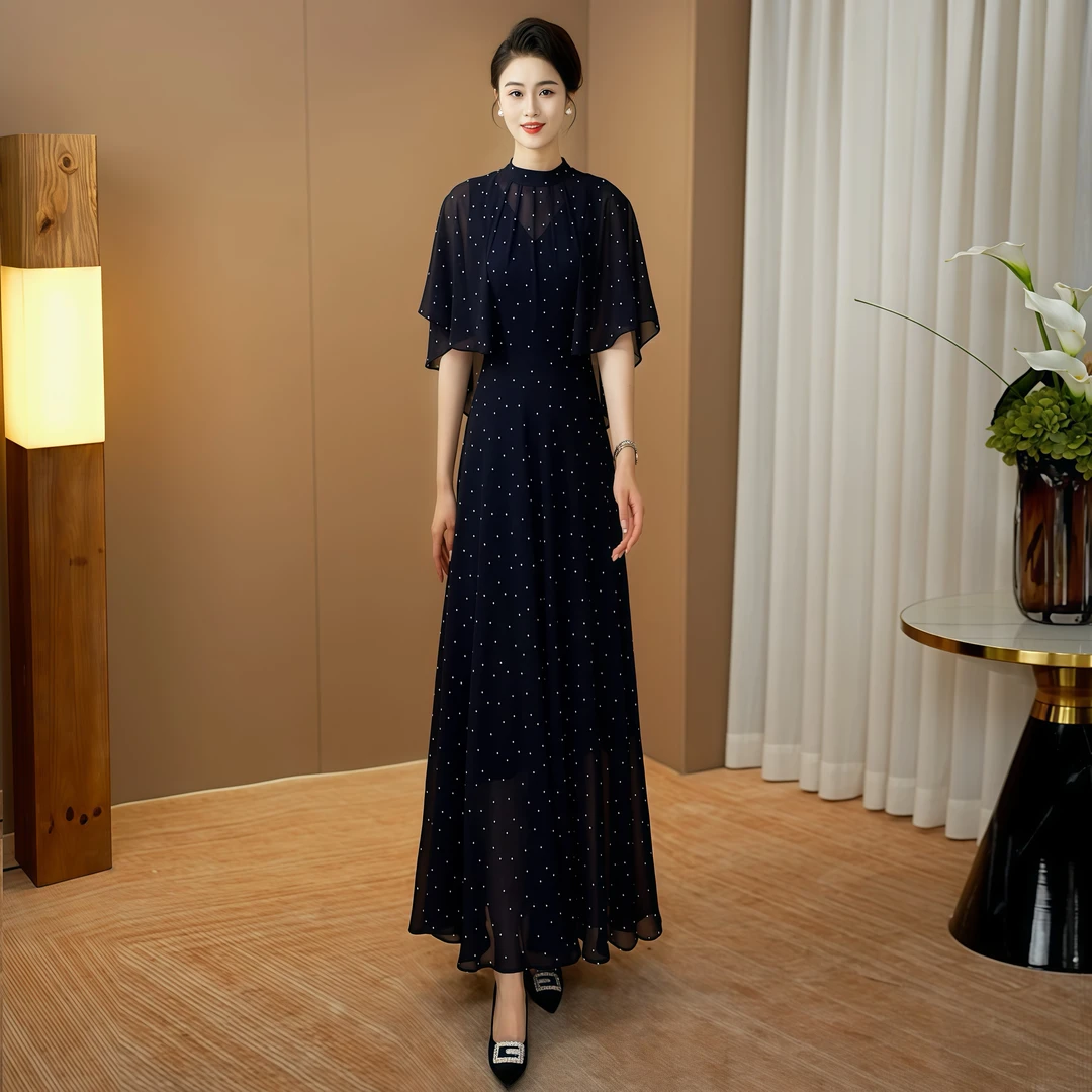 时尚优雅气质连衣裙2025夏季新款透气礼服款遮肉显瘦轻奢裙子141