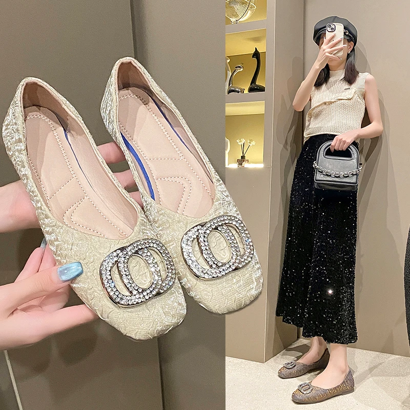 【周总工厂订单】C 2085超软真皮水钻橡胶果冻底舒适轻便百搭单鞋