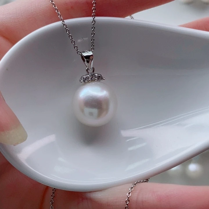 颈饰银S925镶嵌淡水珍珠12+A