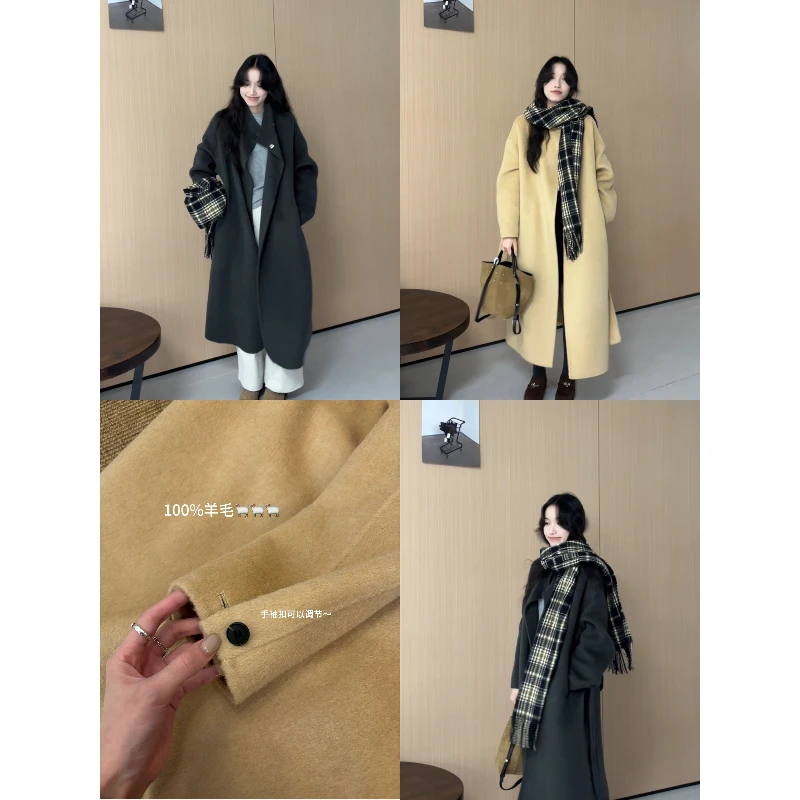 J-70426-1#『100%羊毛』上身妥妥韩剧氛围感的高品质长款毛呢大衣