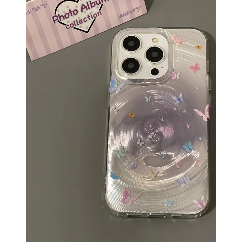 梦幻流光七彩蝴蝶适用苹果16/15promax手机壳iPhone13爆款11女14