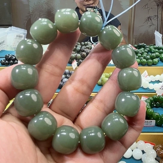 手链未镶嵌和田玉纯天然新疆且末蓝卡14老型珠