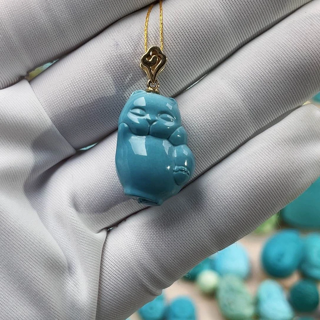 绿松石珠宝奇石18K金镶嵌