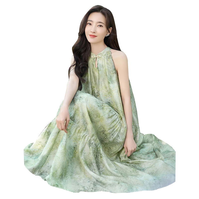 【COCO LESLEY】丝柏舍2025夏季碎花气质挂脖连衣裙S52B1606L