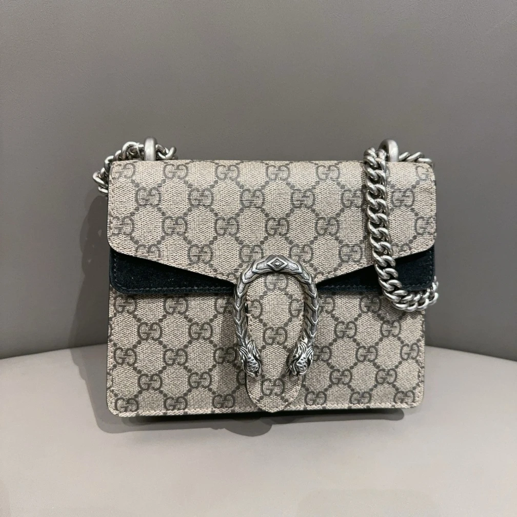 95新 GUCCI/古驰  老花拼黑色小号酒神 1539 0288