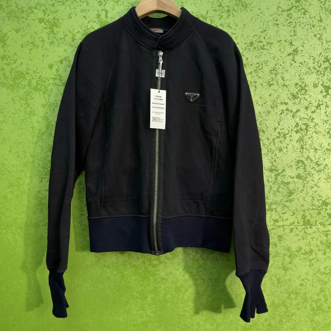 99新 Prada/普拉达 三角标拉链手套拼接外套/99新/L/工价16800