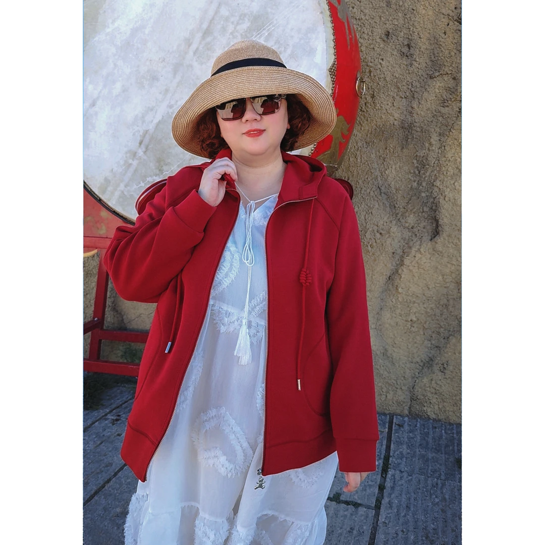 金雀绫【少年游】原创设计连帽半高领户外卫衣外套SZA1T070