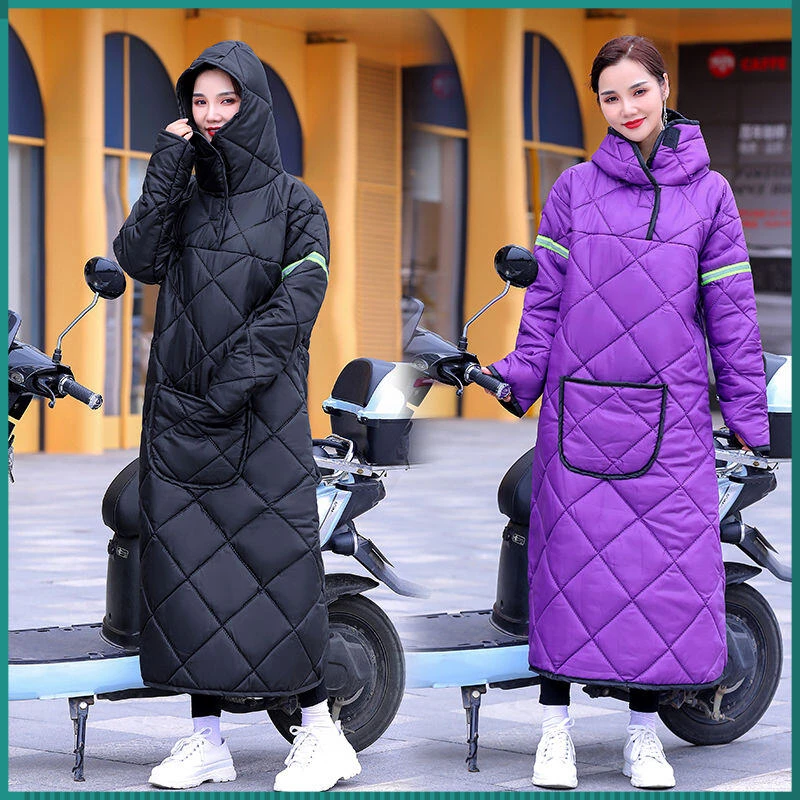 电动车挡风衣冬季加绒加厚保暖电瓶车防水连体保暖骑行挡风被D647