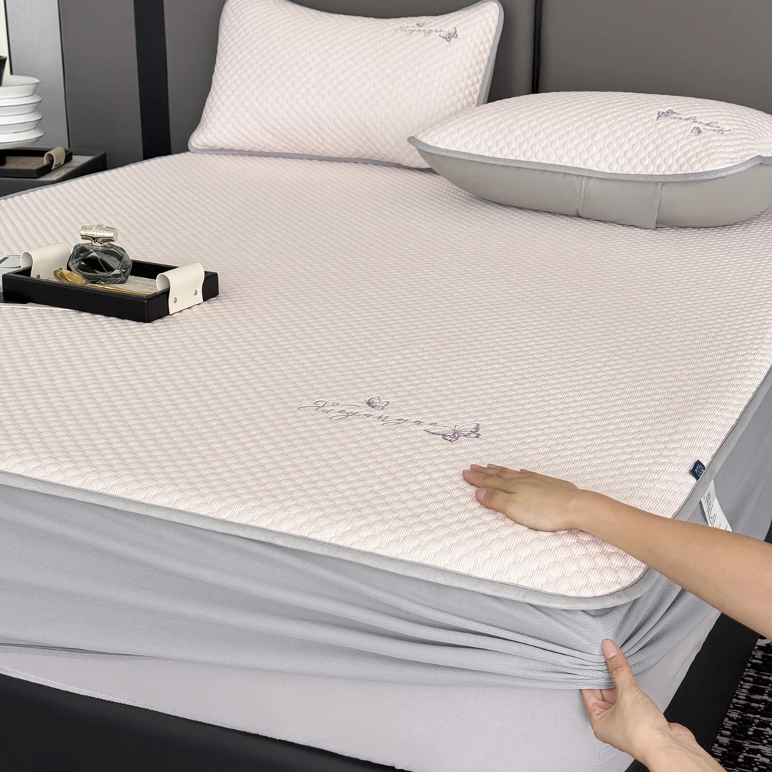 【豆爸专享】夏季高克重加厚凉感冰豆豆床笠款软凉席/蝴蝶-三件套