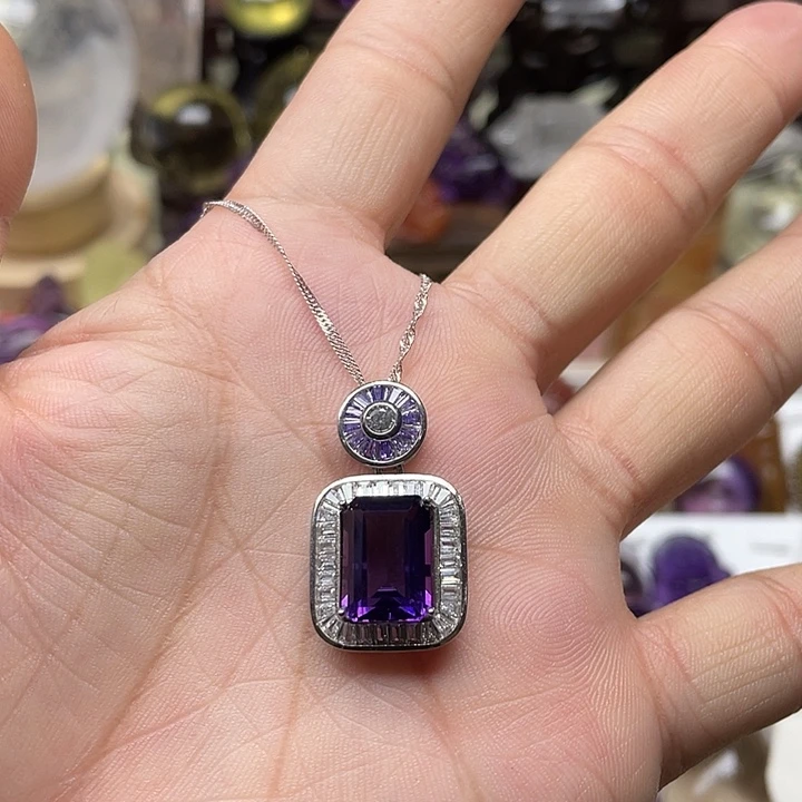 紫晶颈饰银S925镶嵌嫂*紫水晶