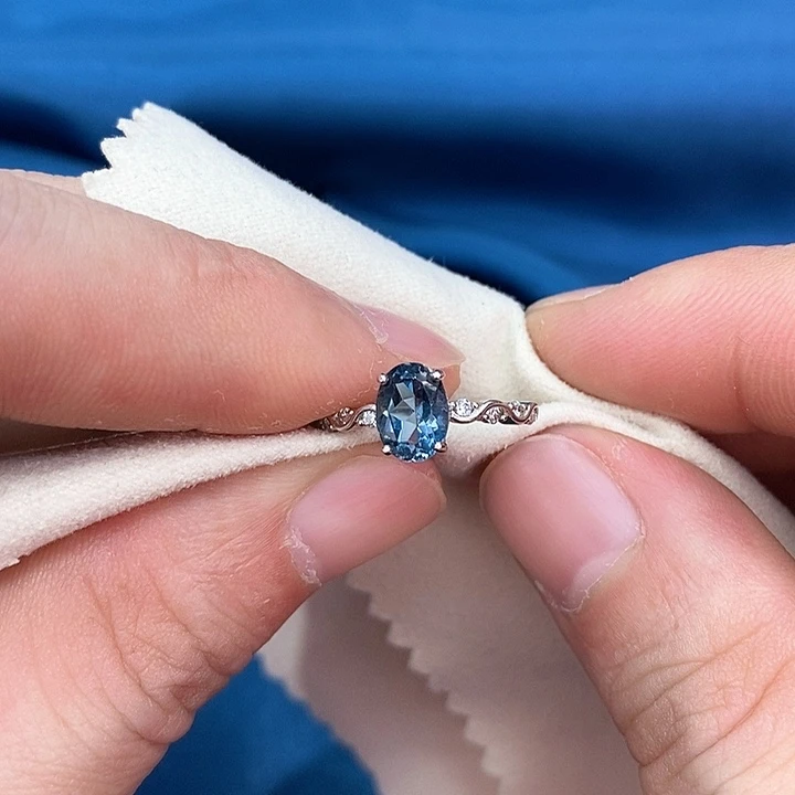 托帕石戒指银S925镶嵌妖****n