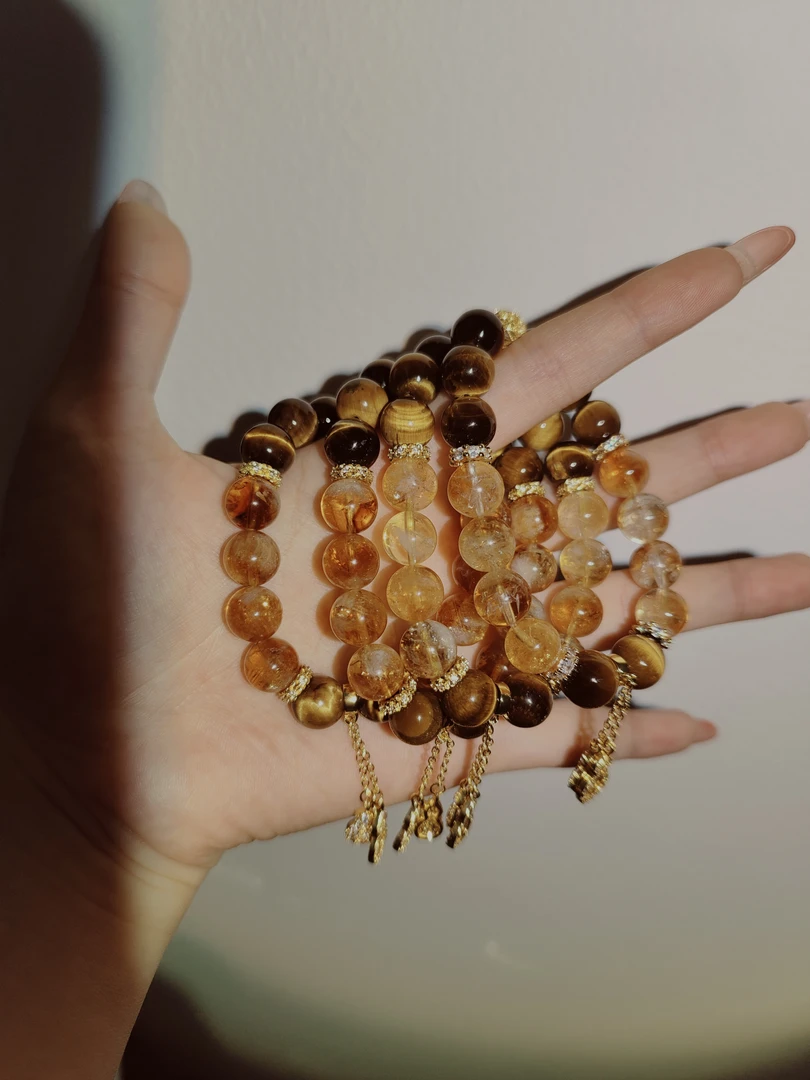 天然虎眼石黄水晶手链 招财转运金葫芦吊坠 复古轻奢高级感手串