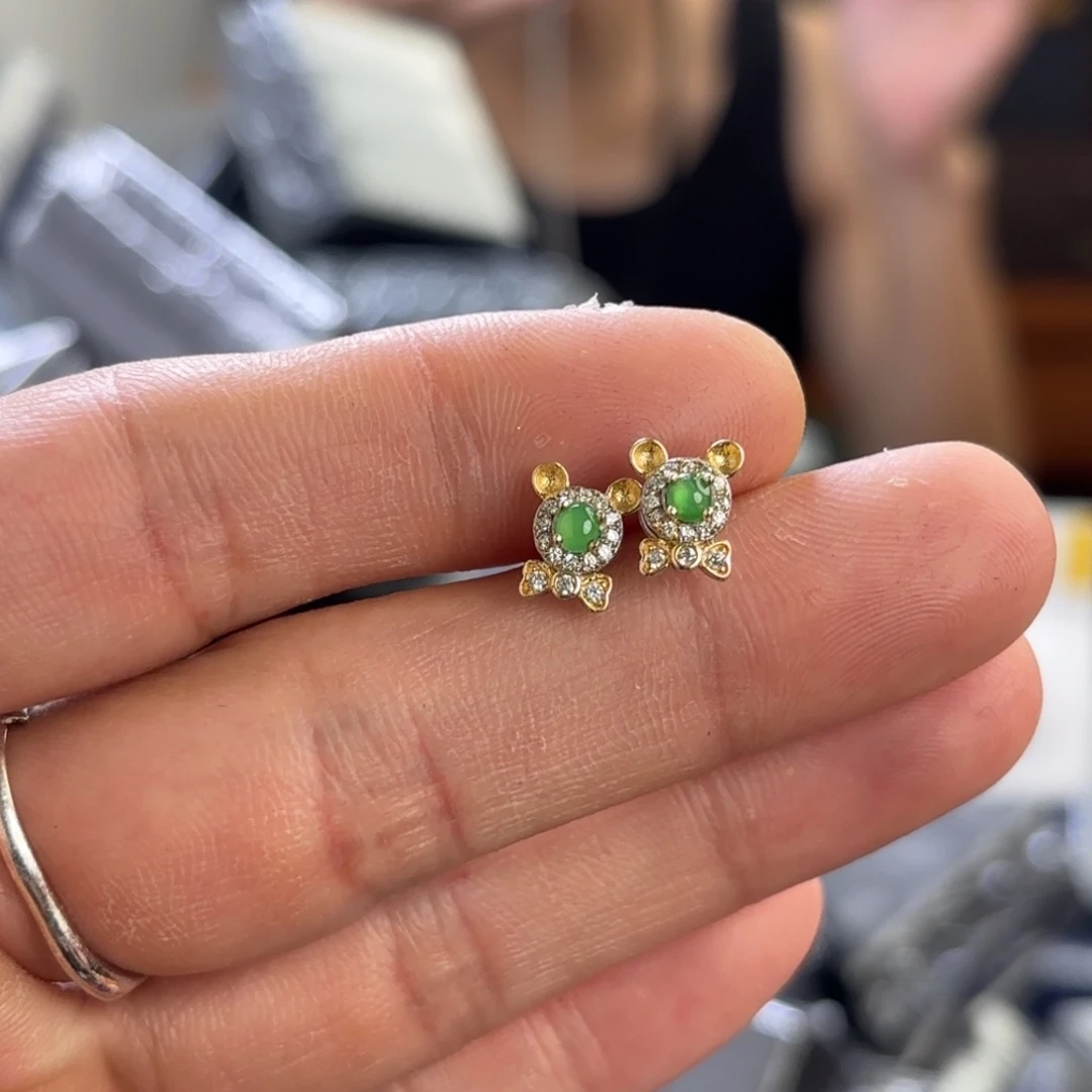 翡翠银S925镀金镶嵌颈饰
