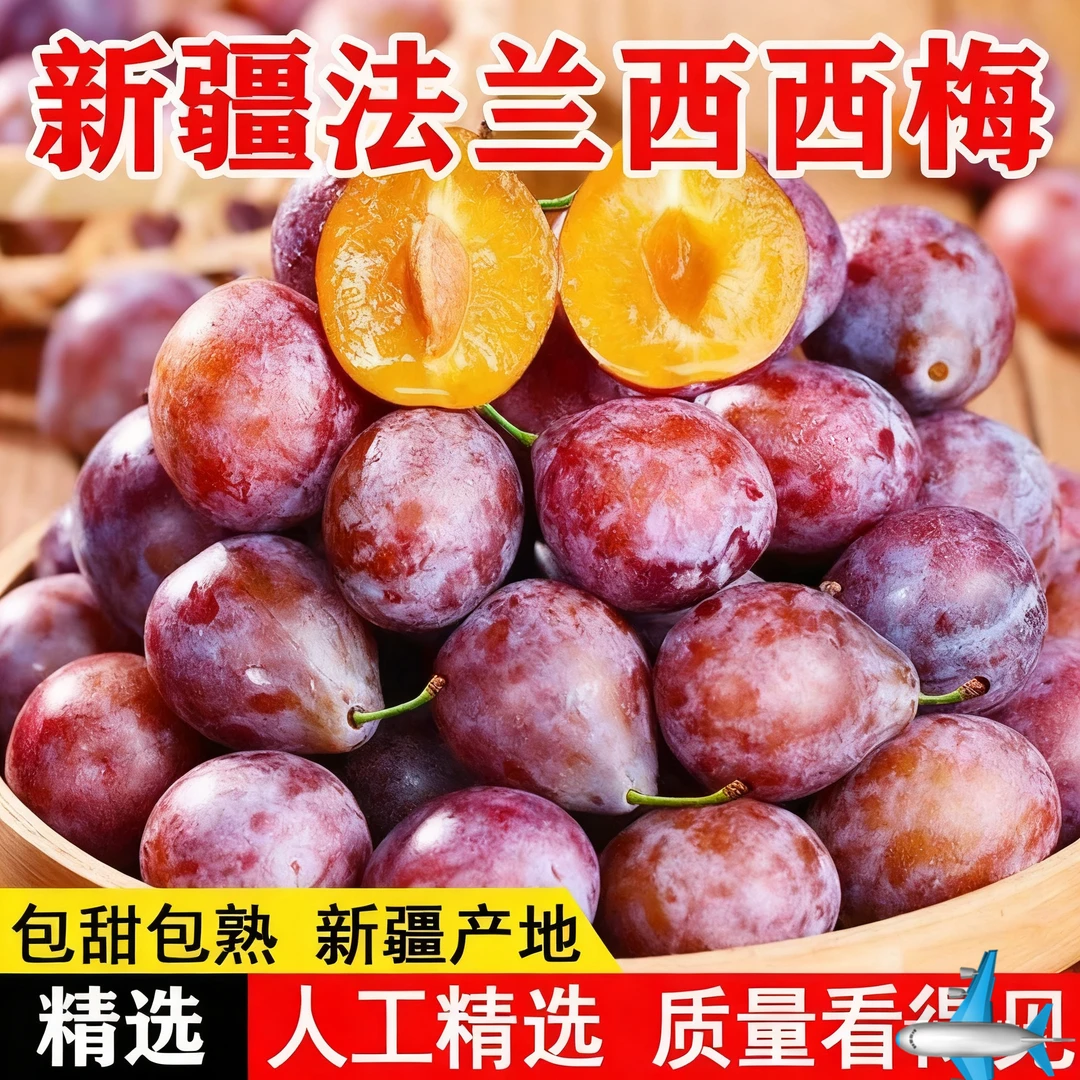 新疆法兰西西梅新鲜采摘果型饱满香甜多汁空运