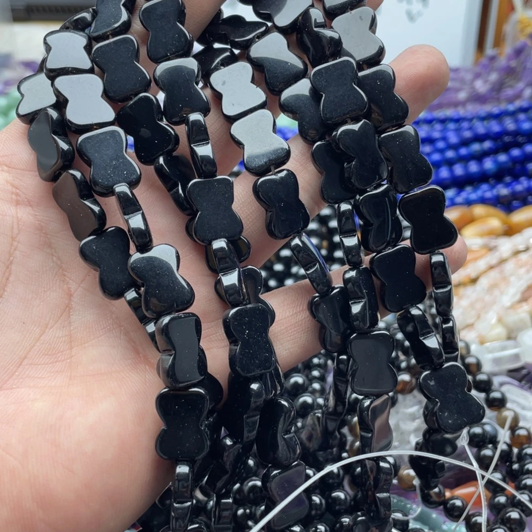 玛瑙/玉髓合金珠宝半成品一条装黑玛瑙异形珠12*16mm