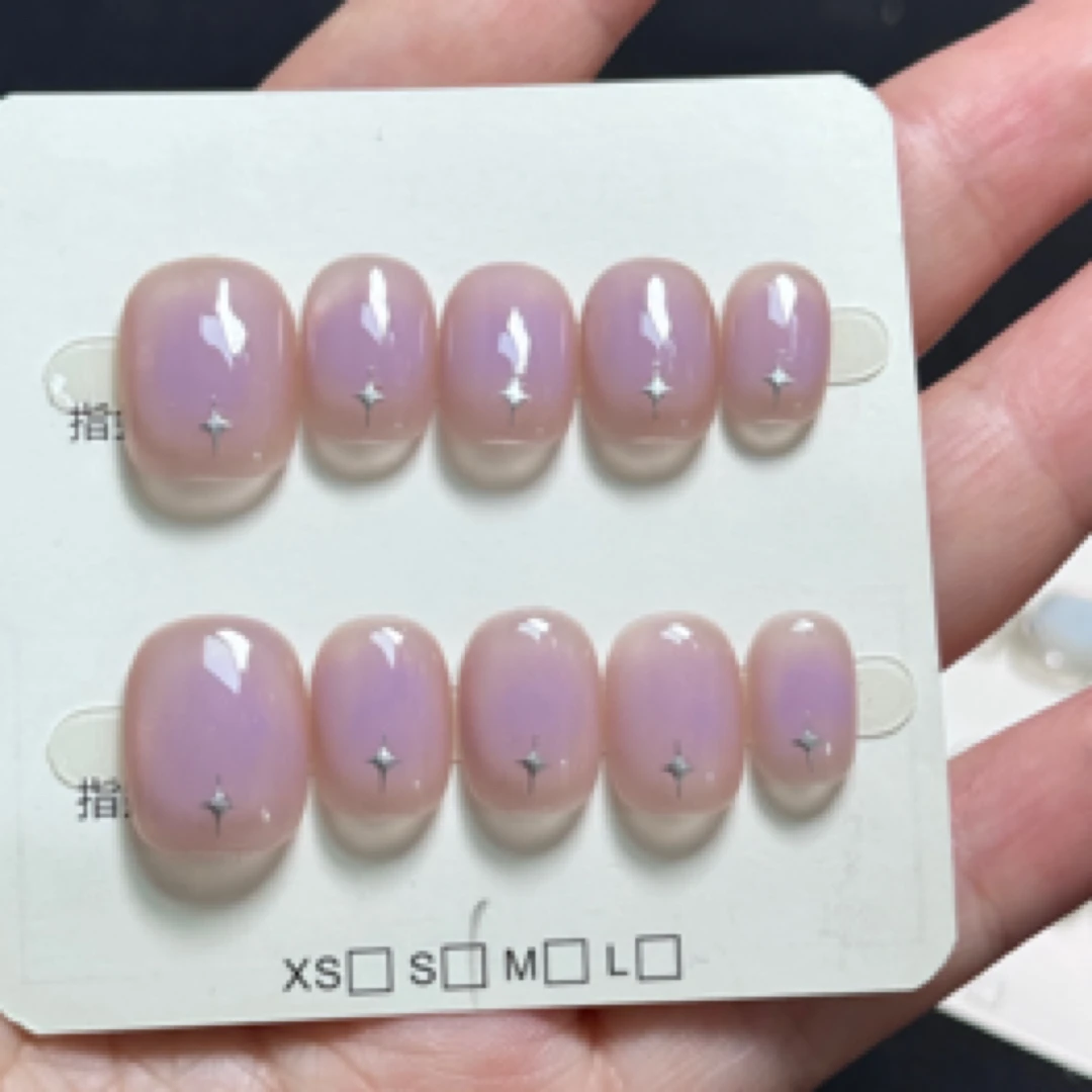 春夏新款个性显白短方手工穿戴甲爆款款式