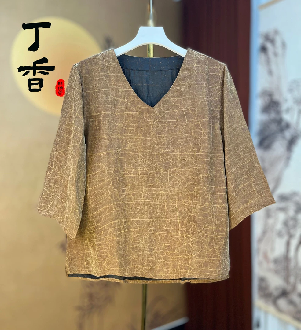 787重磅重工提花高端定制款显瘦减龄小衫女