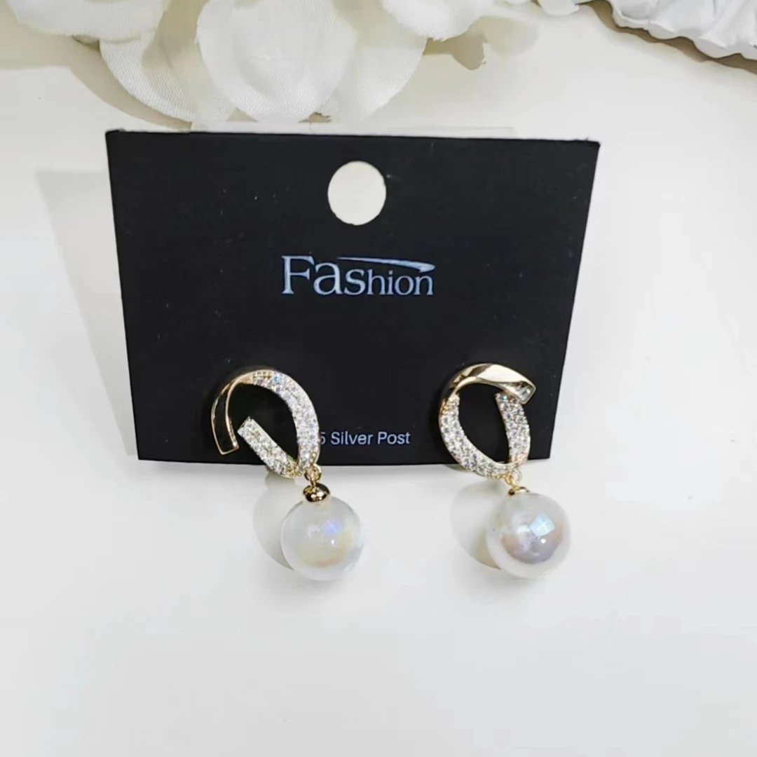 铜合金仿珍珠耳饰 EH739人鱼姬之恋耳钉-T