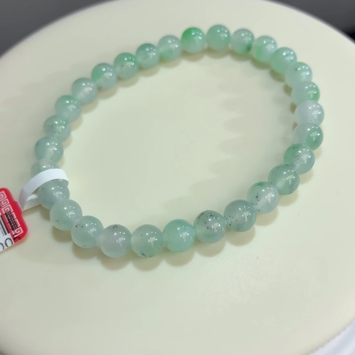 翡翠未镶嵌手链冰胶果绿飘丹青水墨卡6.2